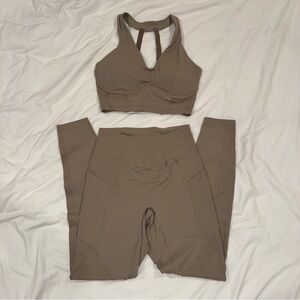 Whitney Simmons Gymshark Set: Cement (Brown, Nude, Beige, Tan)